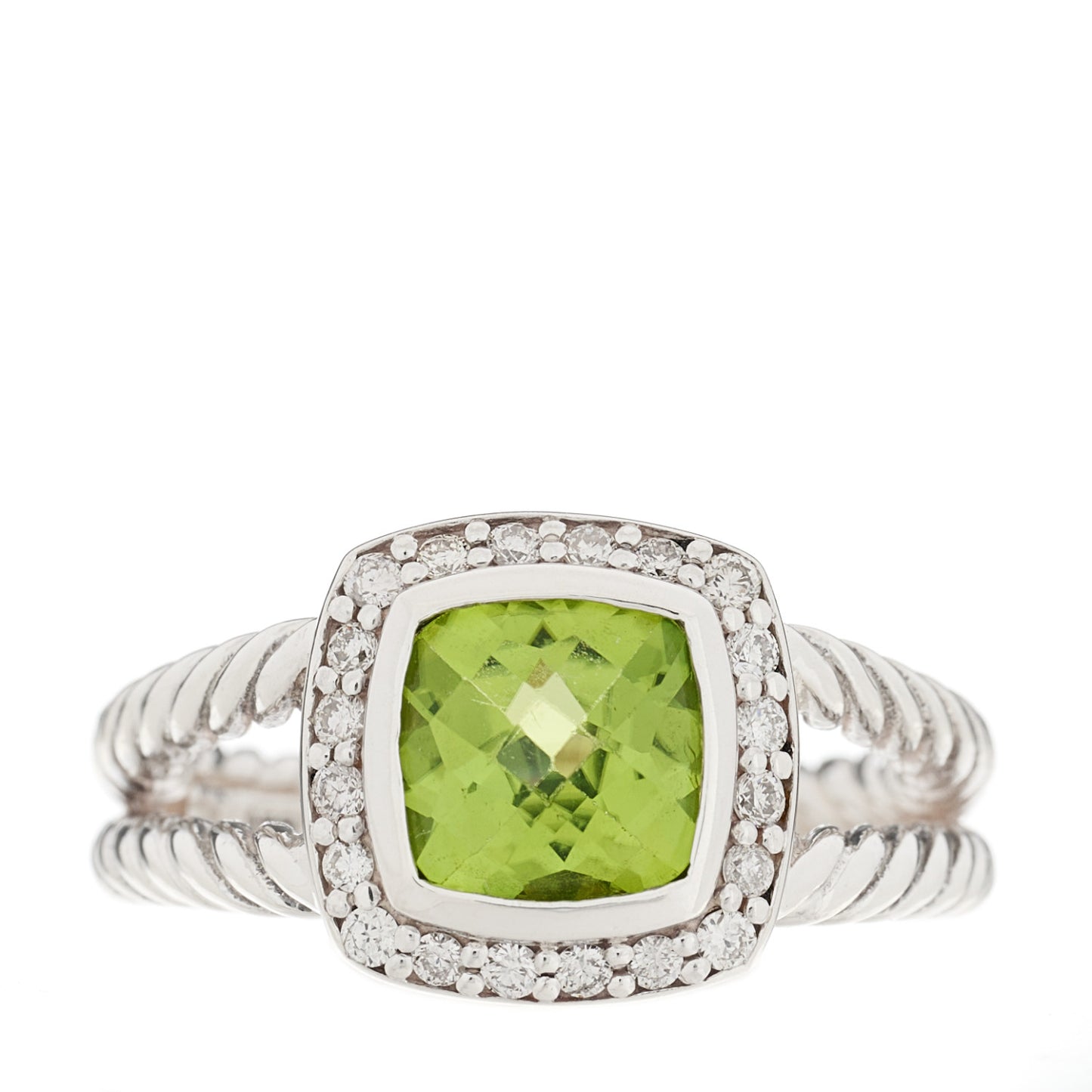 Sterling Silver Diamond Peridot 7mm Petite Albion Ring 51 5.75