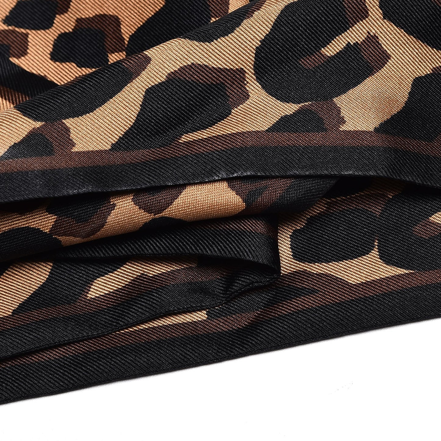 Silk Leopard Bandeau Scarf Marron