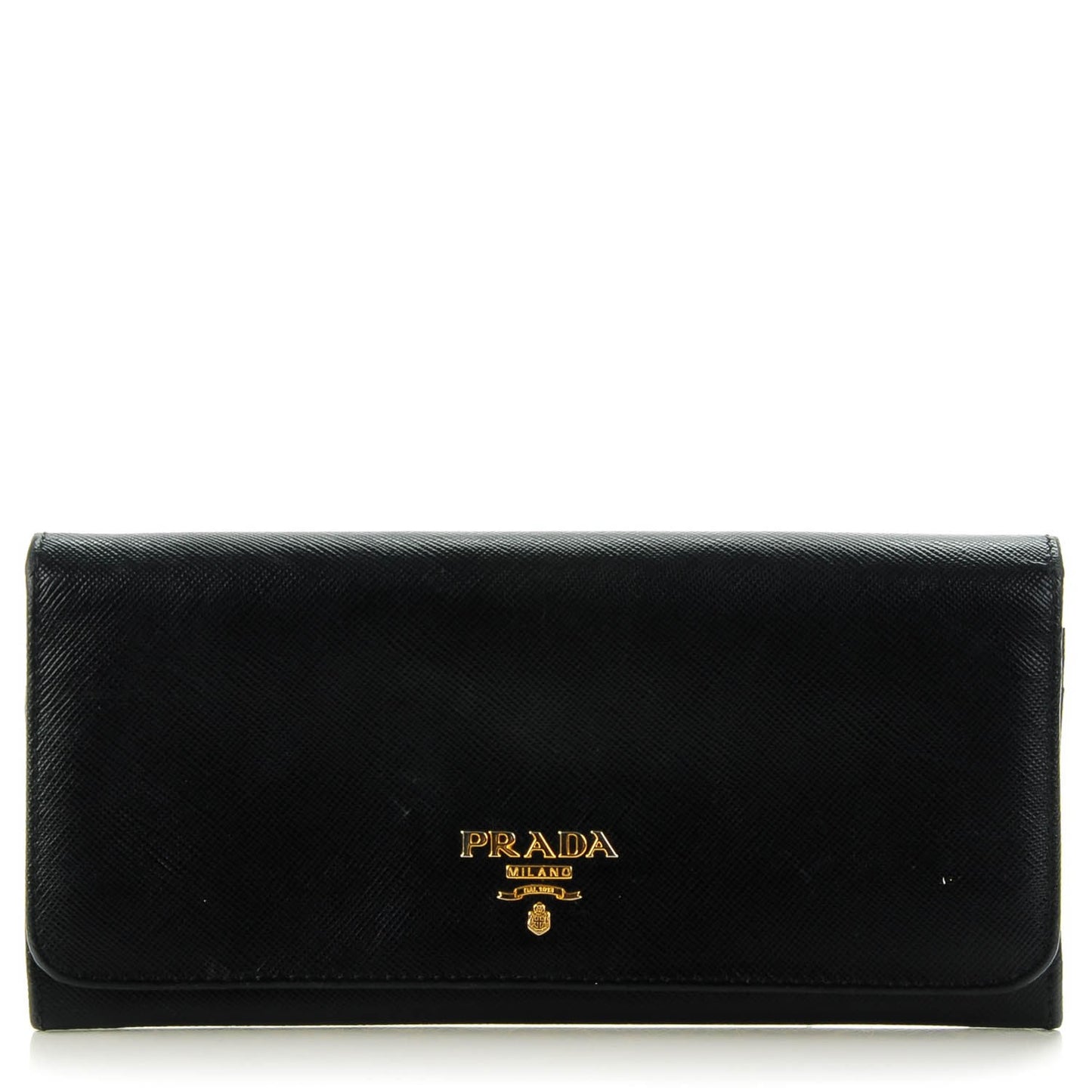 Saffiano Metal Continental Flap Wallet Nero Black