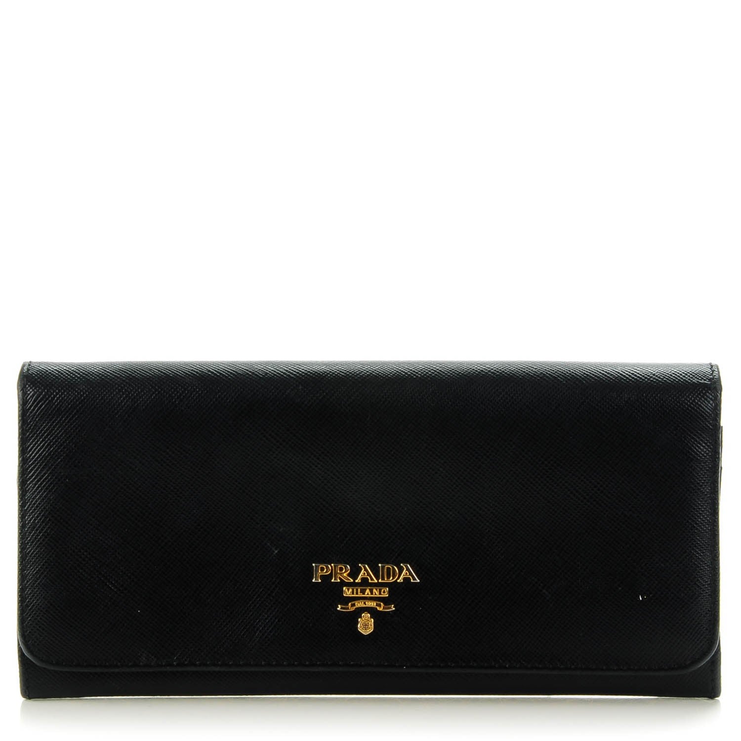 Prada Saffiano Metal Continental Flap Wallet Nero Black 1 of 8