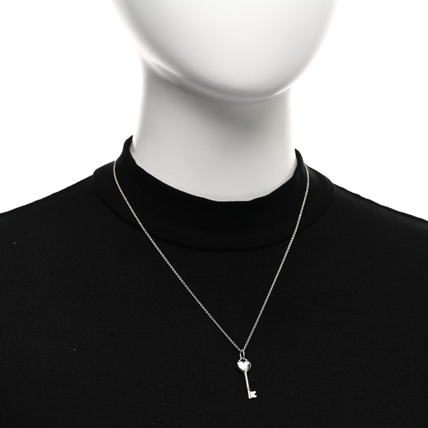 Sterling Silver Diamond Heart Key Pendant Necklace