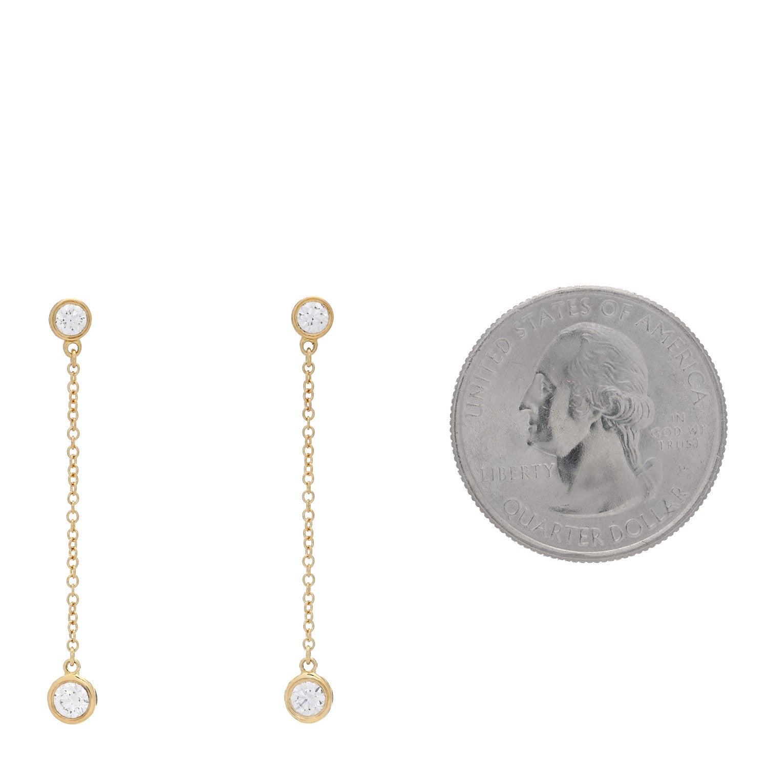 Tiffany 18K Yellow Gold Diamond .39ctw Elsa Peretti Diamonds by the Yard Drop Earrings 2 of 6