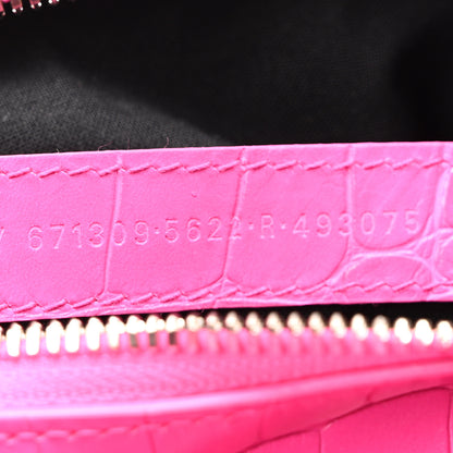 Balenciaga Extra Supple Calfskin Crocodile Embossed XS Le Cagole Shoulder Bag  Lipstick Pink 7 of 10