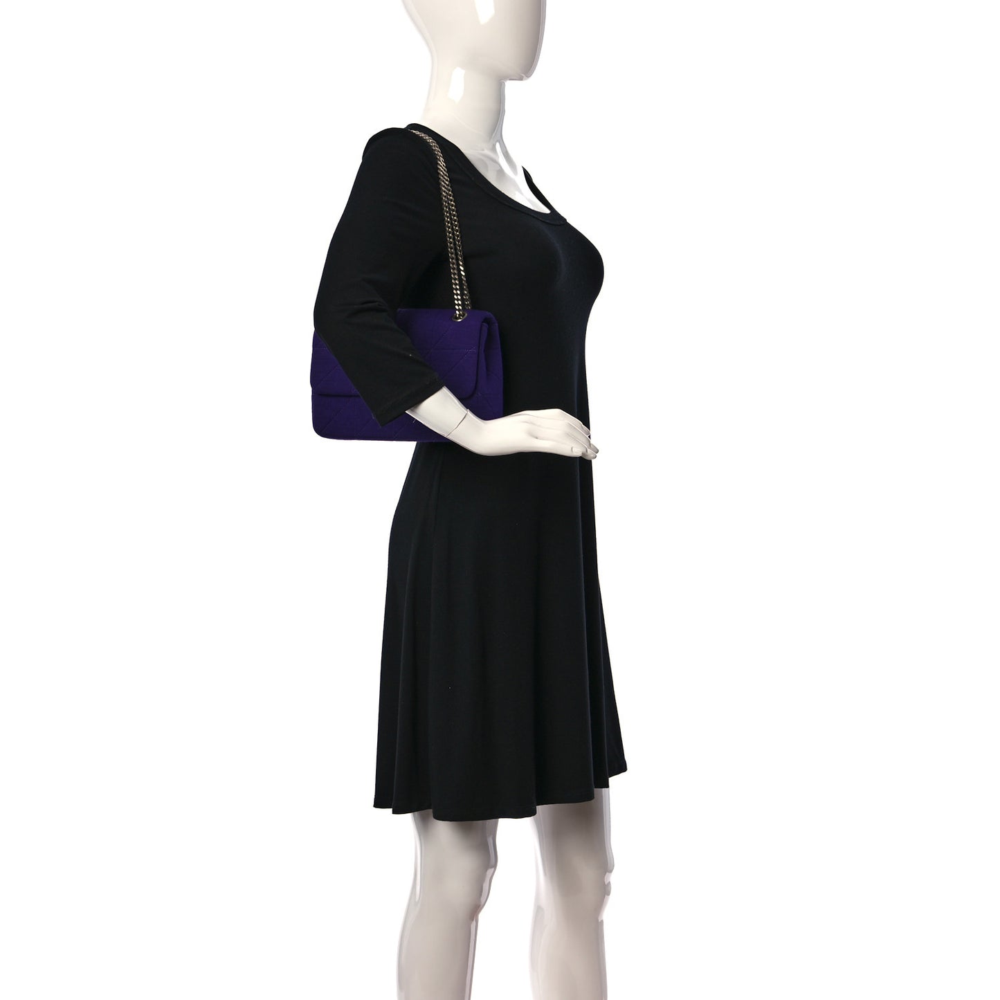Jersey Wool Patchwork Monogram Medium Jamie Baguette Purple