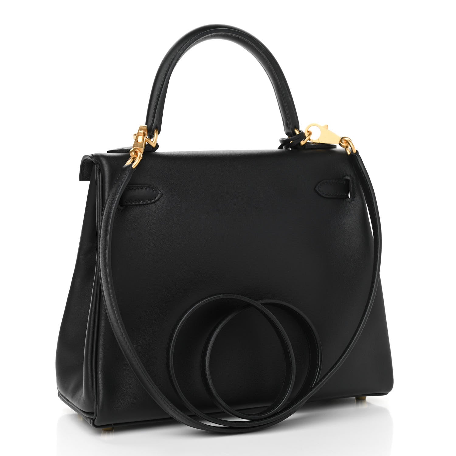 Hermes Swift Horseshoe Kelly Retourne 25 Black Rose Pourpre 3 of 11