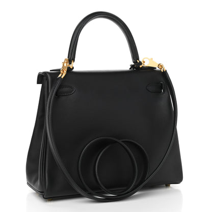 Hermes Swift Horseshoe Kelly Retourne 25 Black Rose Pourpre 3 of 11