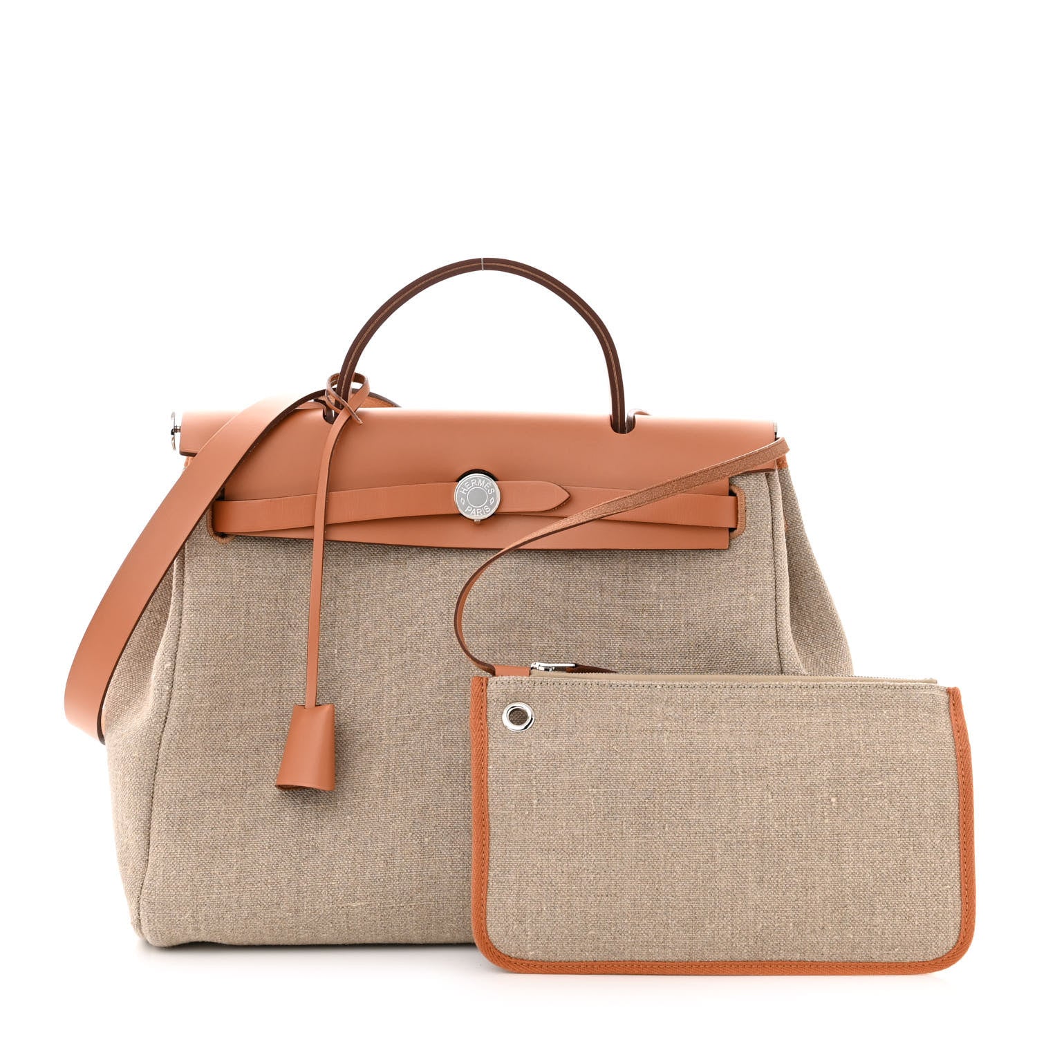 Hermes Toile De Camp Vache Hunter Herbag Zip Retourne 31 PM Ficelle Naturel 3 of 11