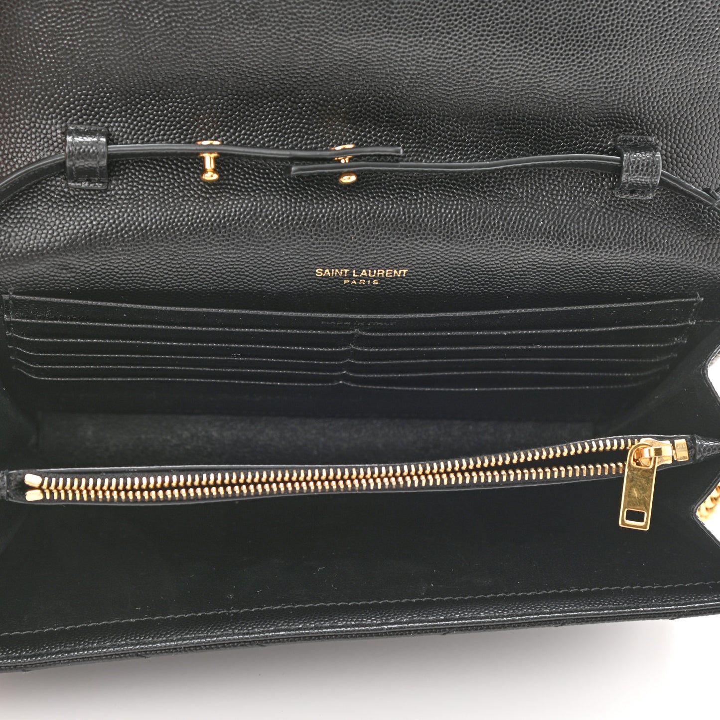 Grain De Poudre Matelasse Chevron Monogram Chain Wallet Black