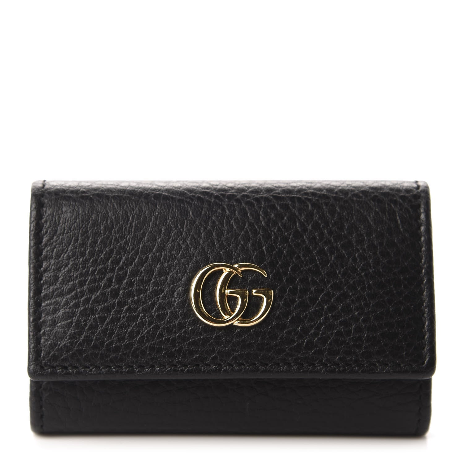 Gucci Pebbled Calfskin GG Marmont 6 Key Holder Black 1 of 7