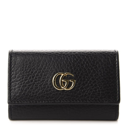 Gucci Pebbled Calfskin GG Marmont 6 Key Holder Black 1 of 7