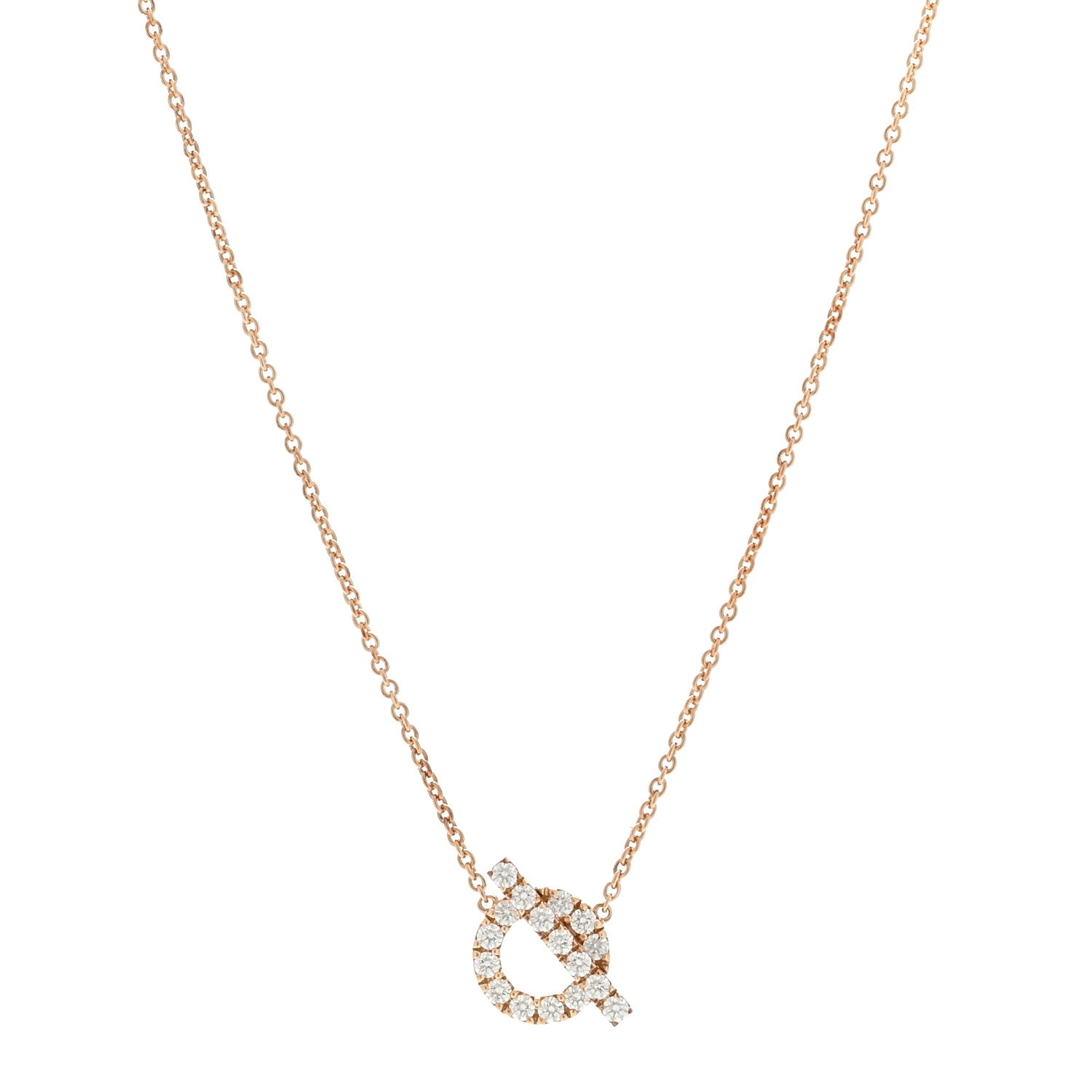 Hermes 18K Rose Gold Diamond Finesse Pendant Necklace 1 of 5