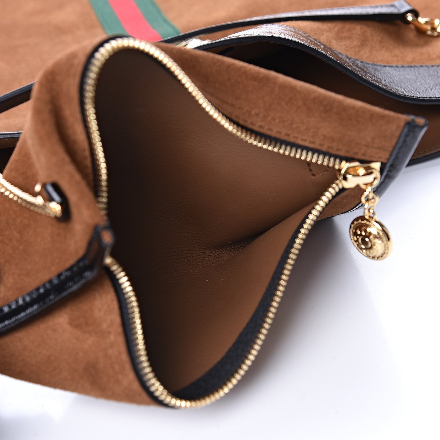 Suede Patent Maxi Rajah Chain Tote Nocciola Black