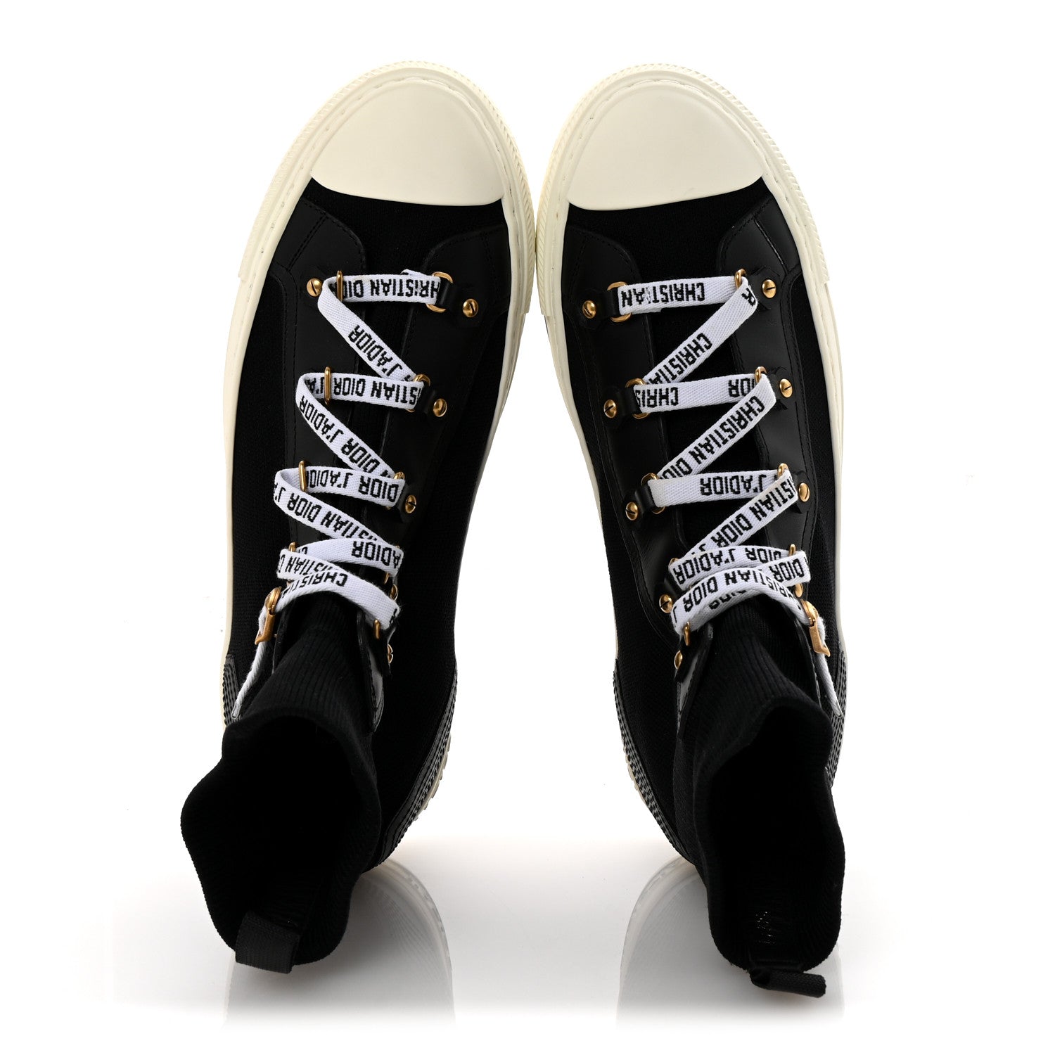 Christian Dior Technical Knit Calfskin Womens Walk'N'Dior High Top Sneakers 38.5 Black 2 of 9