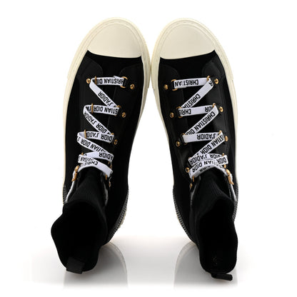 Christian Dior Technical Knit Calfskin Womens Walk'N'Dior High Top Sneakers 38.5 Black 2 of 9