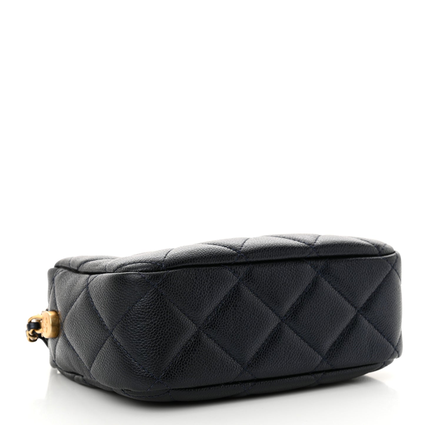 Shiny Caviar Quilted Chain Melody Camera Bag Dark Blue