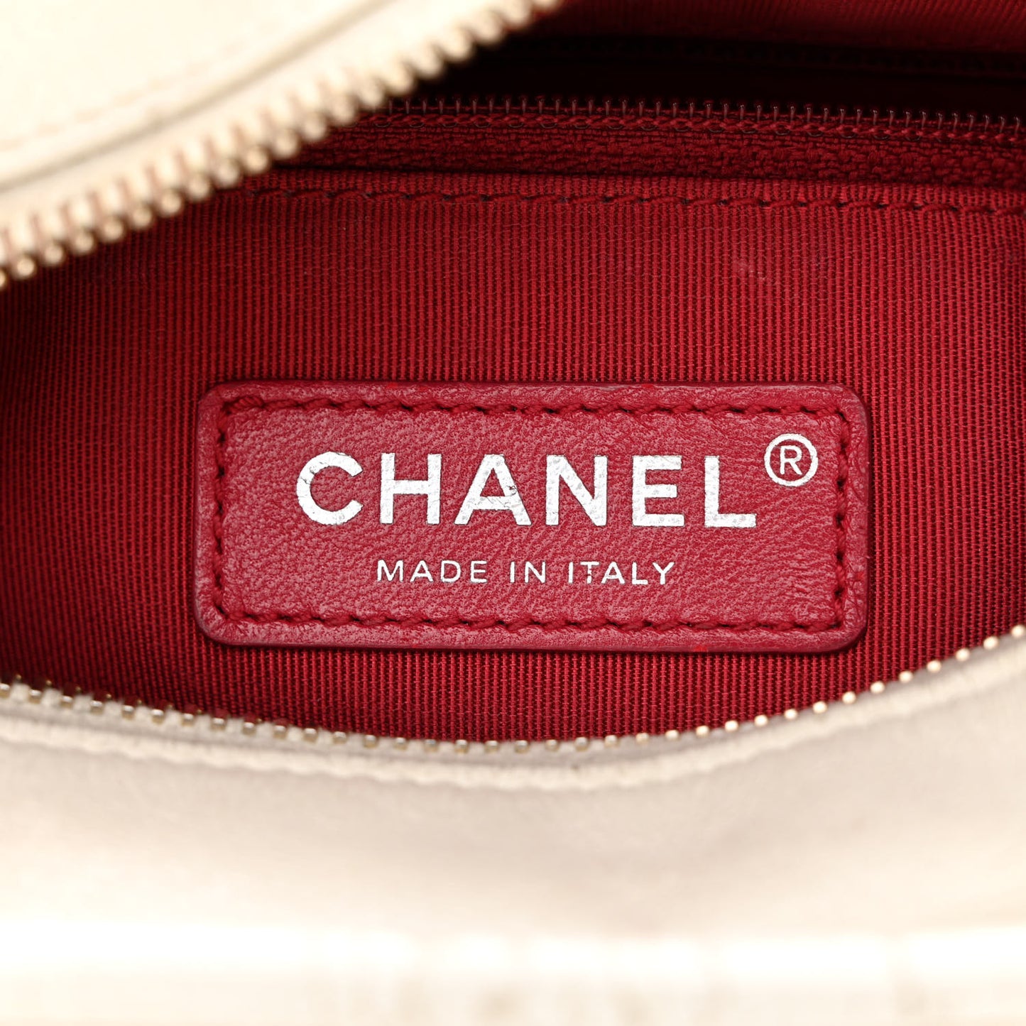 Aged Calfskin Quilted Small Gabrielle Hobo White