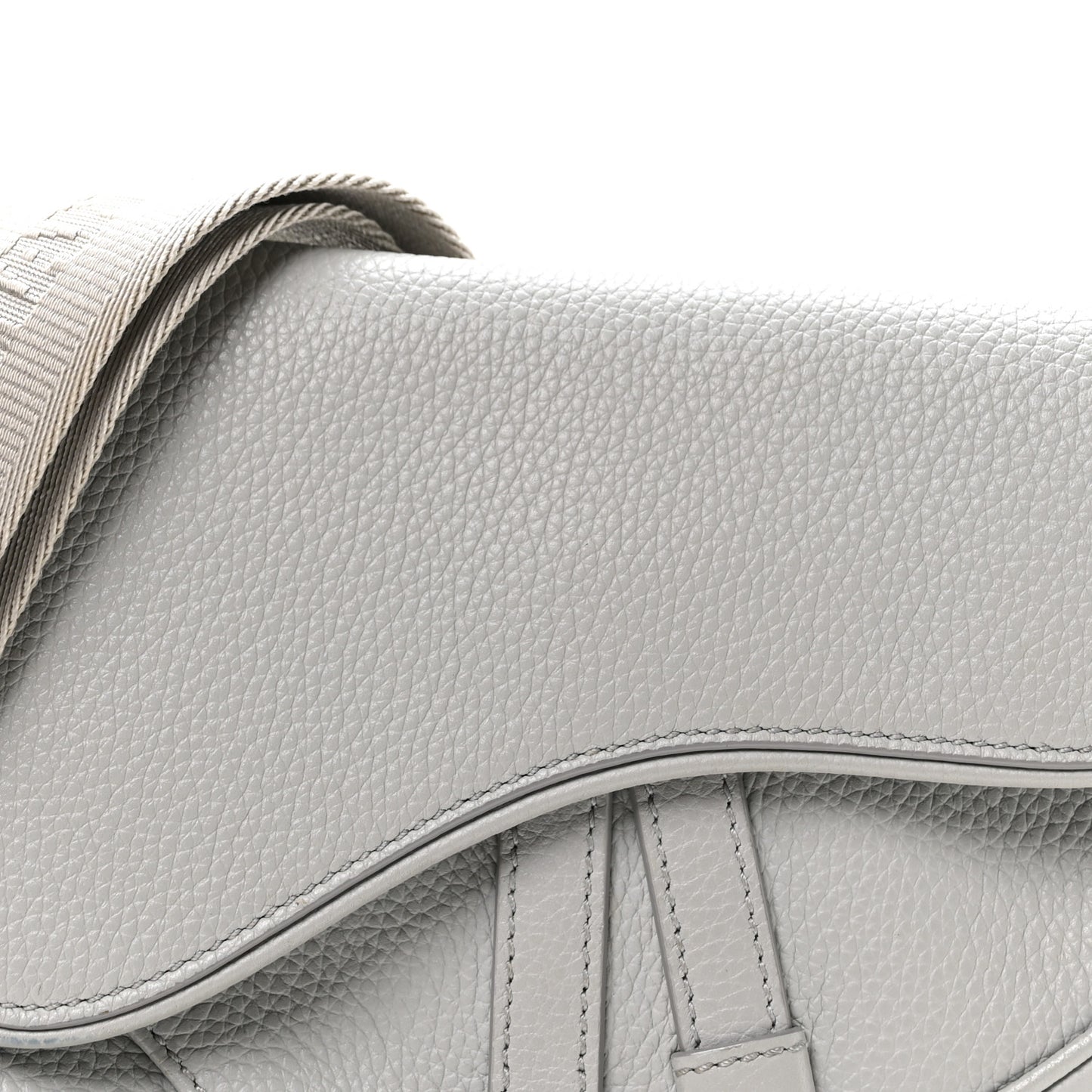 Grained Calfskin Mens Mini Saddle Bag Gray