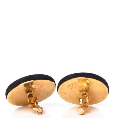 Chanel Suede CC Large Clip On Earrings Black Gold 7 of 7