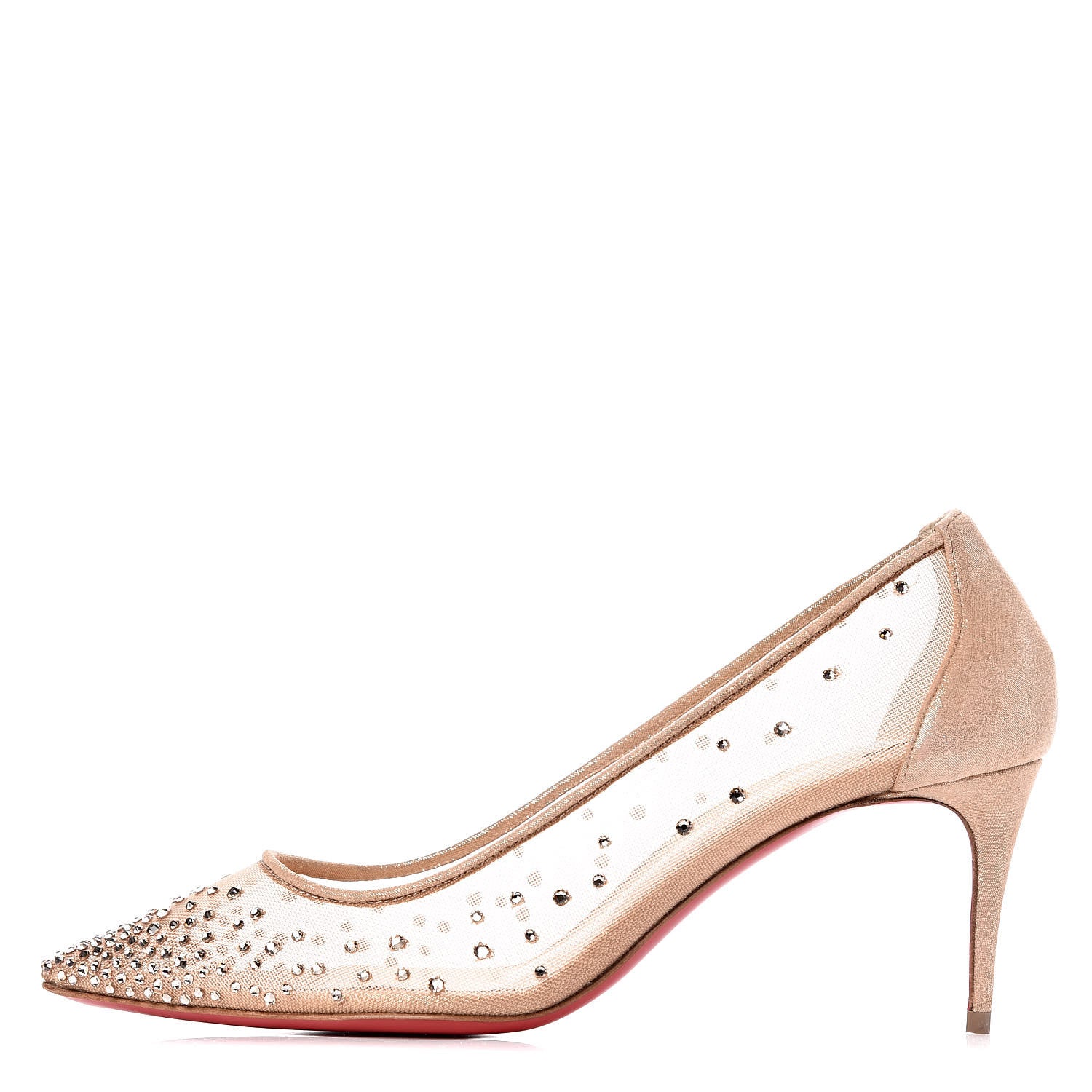 Christian Louboutin Suede Lame Crystal Strass Follies 70 Pumps 36.5 Light Silk 1 of 9