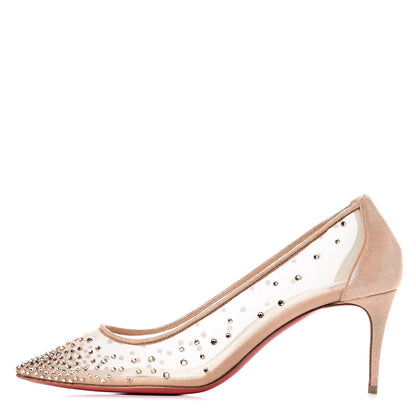 Christian Louboutin Suede Lame Crystal Strass Follies 70 Pumps 36.5 Light Silk 1 of 9