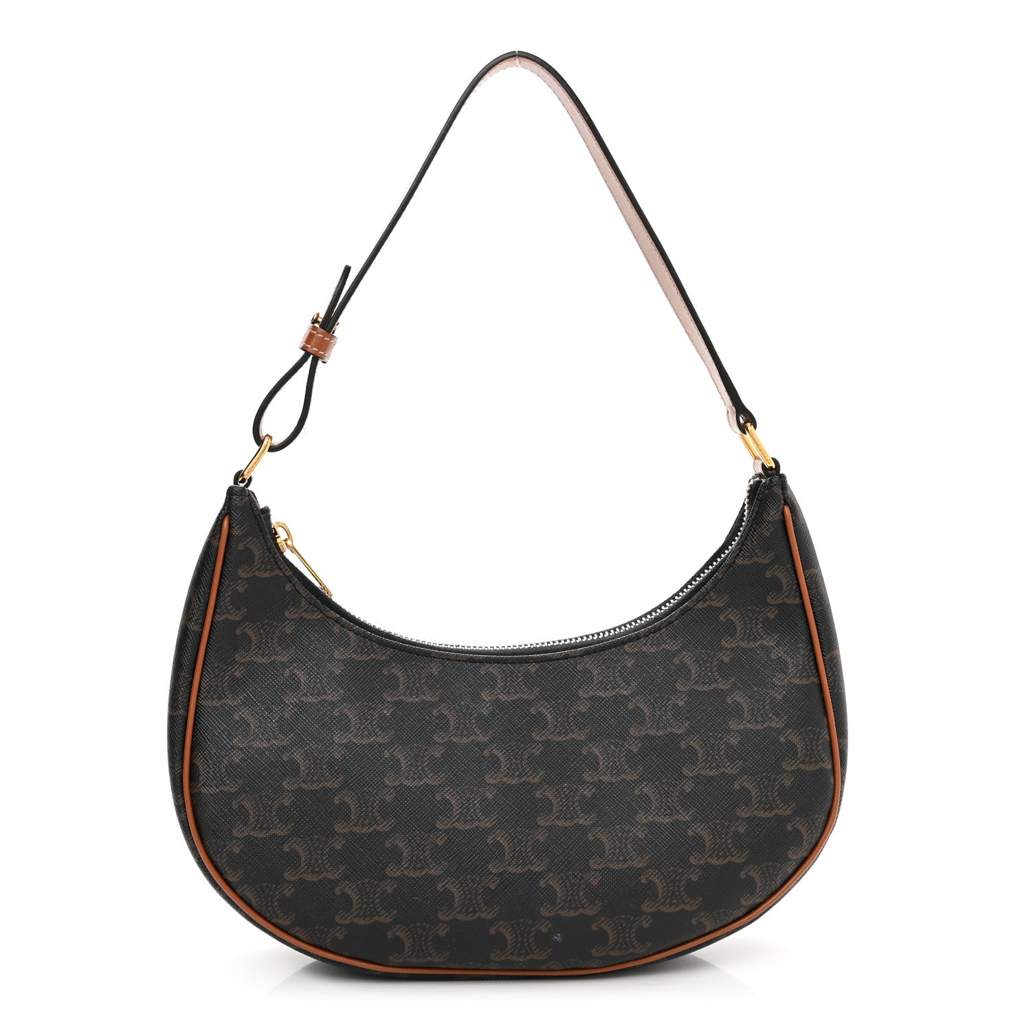 Celine Triomphe Canvas Calfskin Ava Shoulder Bag Tan 1 of 12