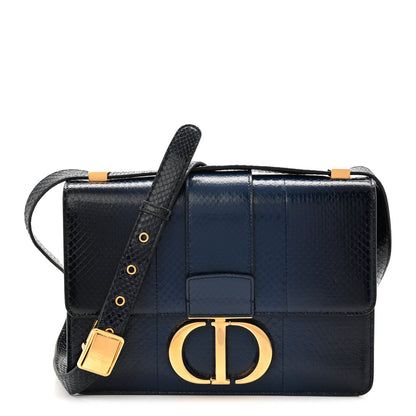 Christian Dior Snakeskin 30 Montaigne Flap Bag Blue 1 of 9