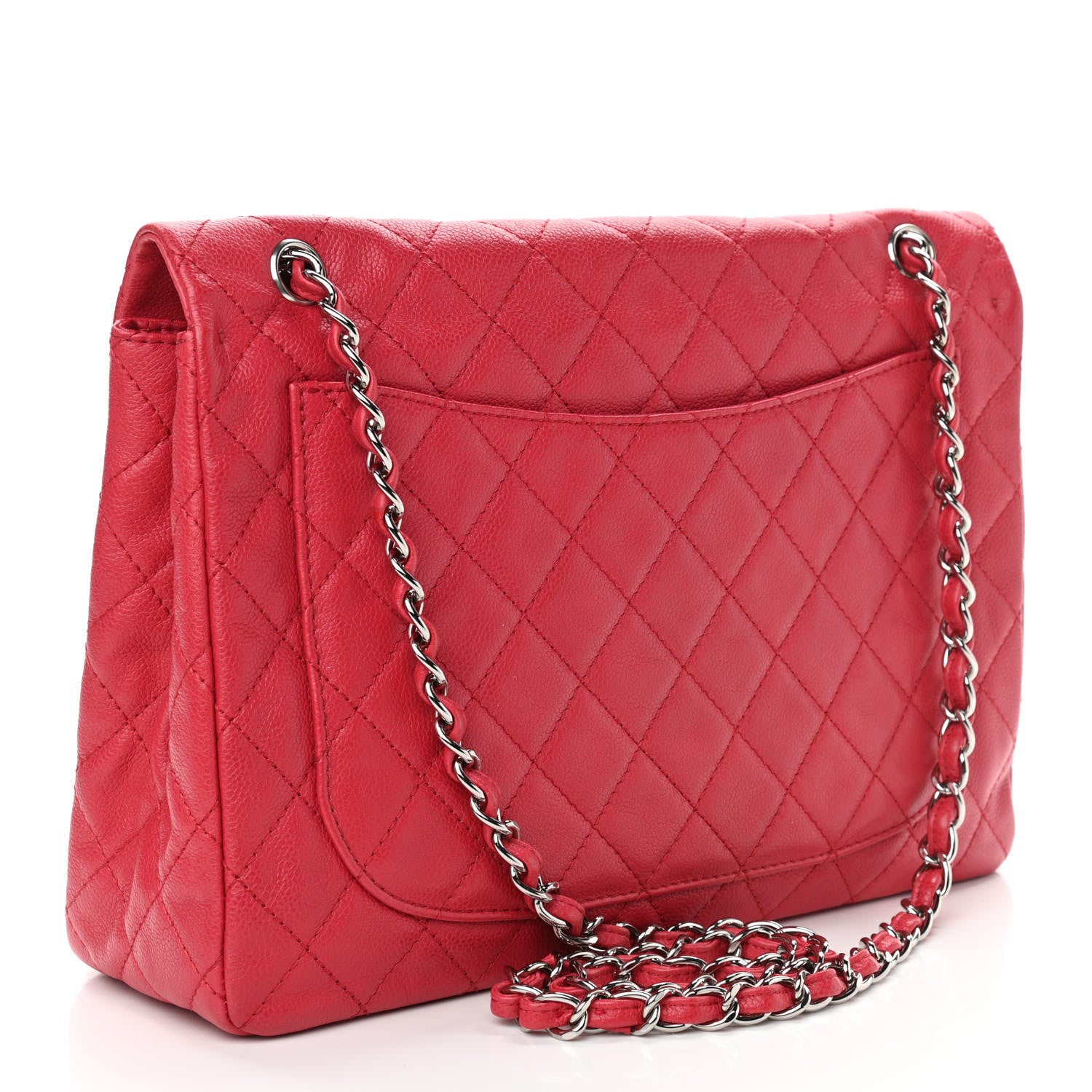 Chanel Washed Caviar Quilted Maxi Single Flap Fuchsia 3 of 12