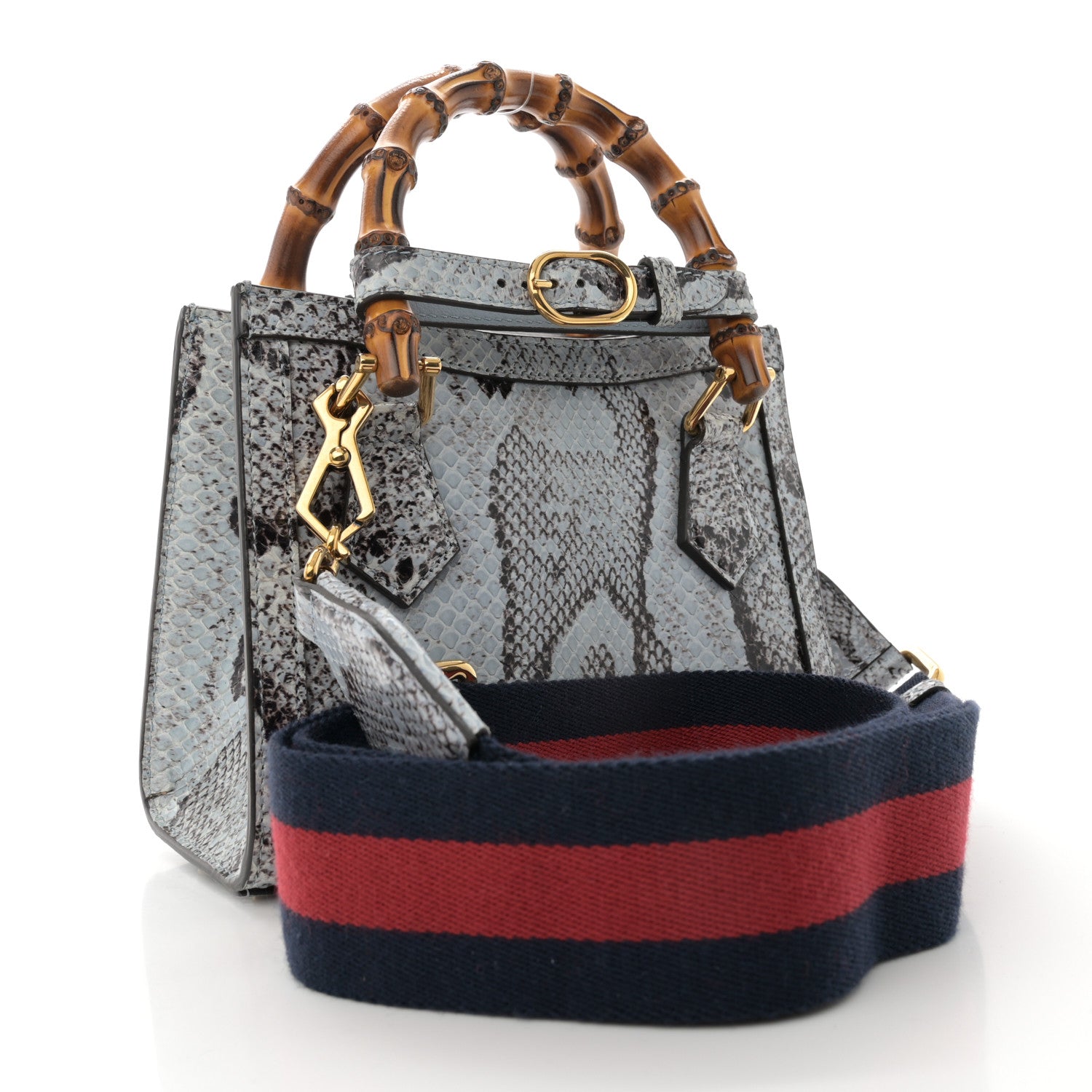 Gucci Snakeskin Mini Diana Tote Bag Blue 3 of 11