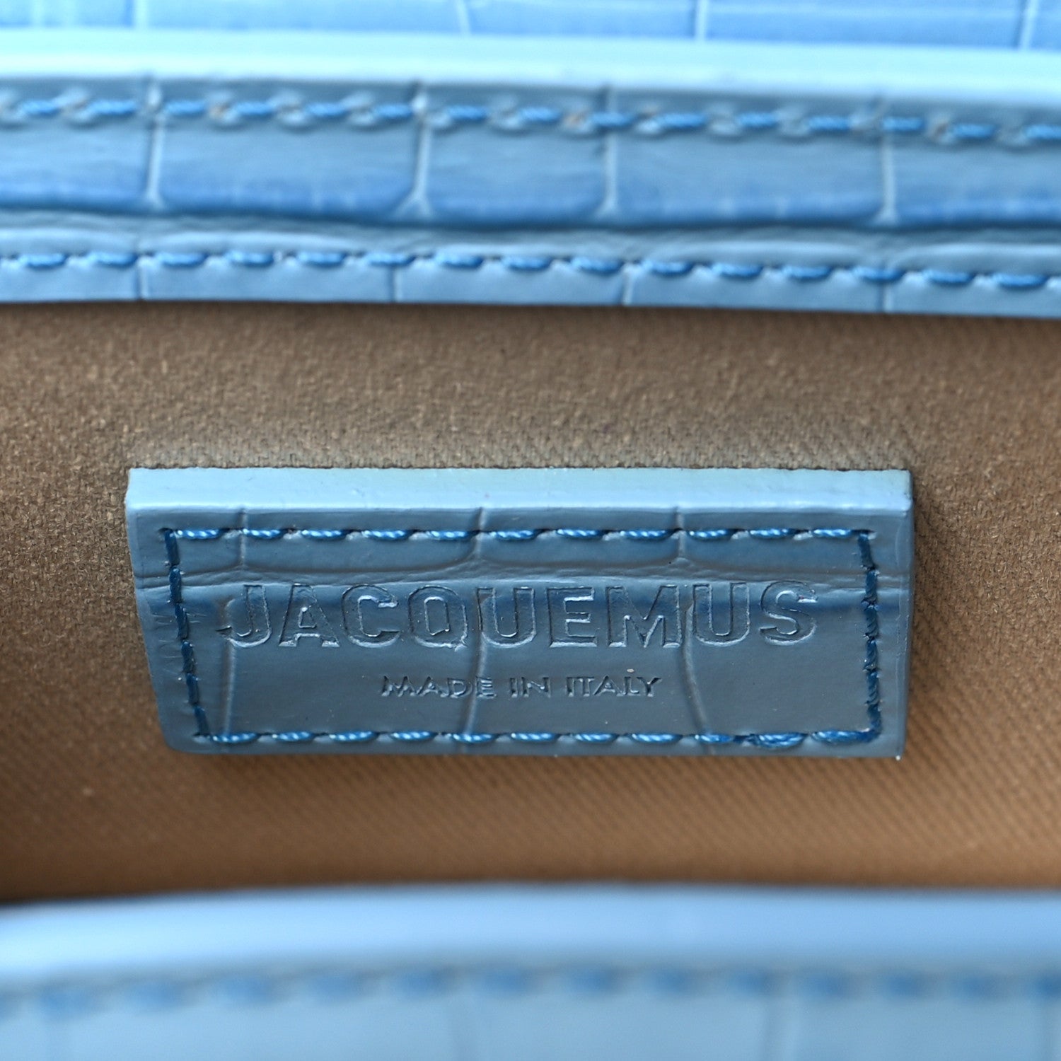 Jacquemus Calfskin Crocodile Embossed Le Chiquito Blue 6 of 9
