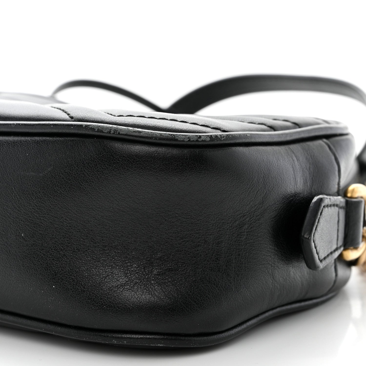 Gucci Calfskin Matelasse Mini GG Marmont Chain Shoulder Bag Black 10 of 16