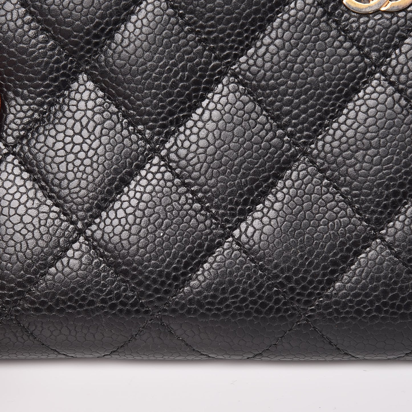 Caviar Quilted Large Zip Around Wallet Black