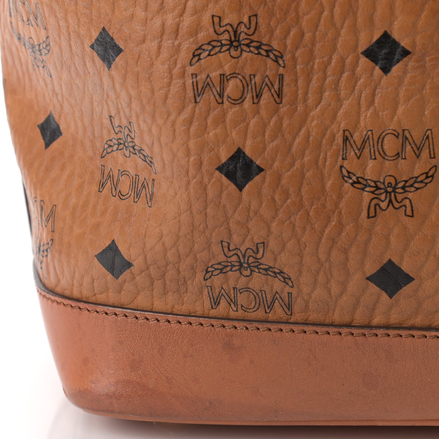 MCM Visetos Small Heritage Drawstring Bucket Bag Cognac 12 of 14