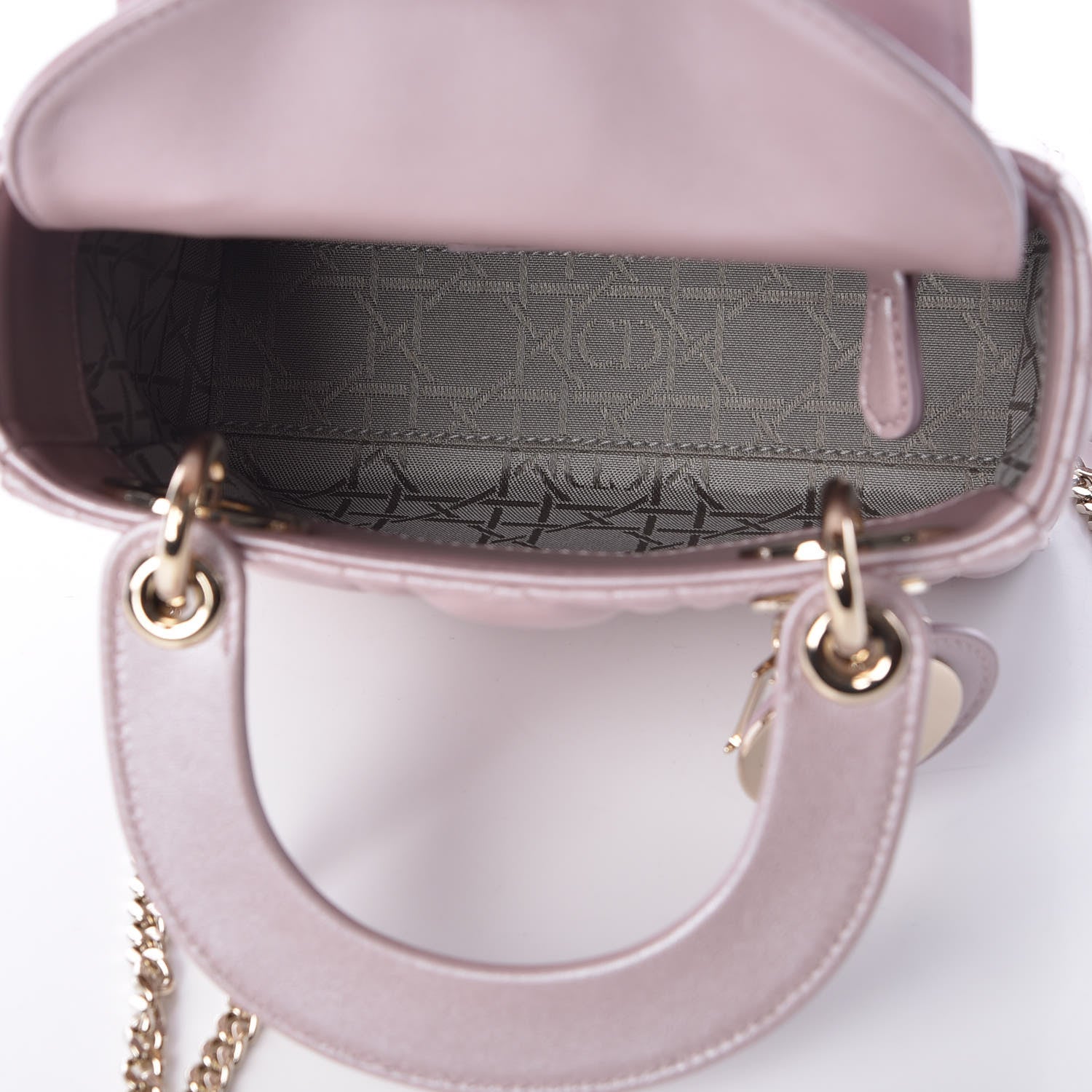 Christian Dior Metallic Lambskin Cannage Mini Lady Dior Lotus 7 of 10