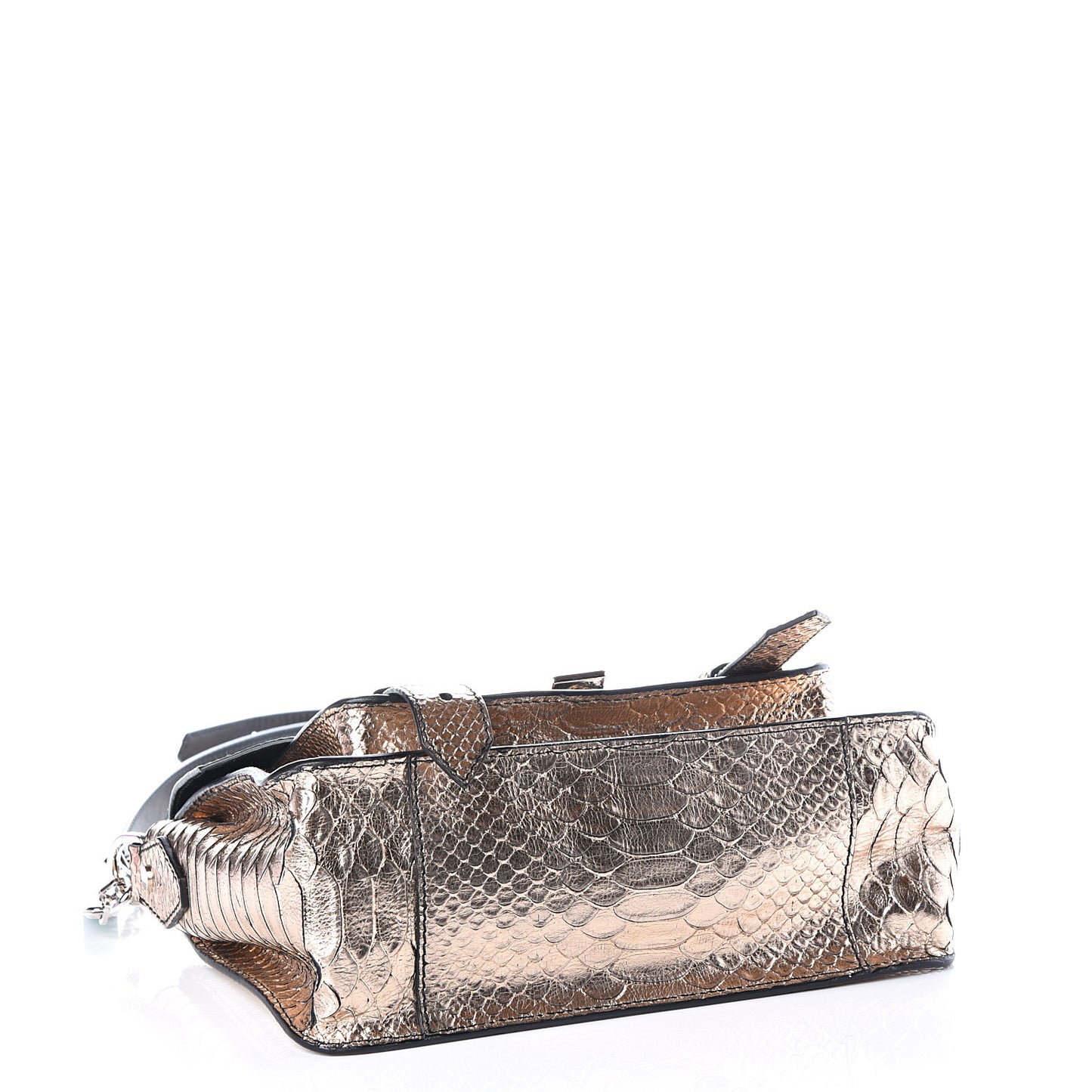 Metallic Python Calfskin Embossed Tiny PS1 Satchel Rose Gold