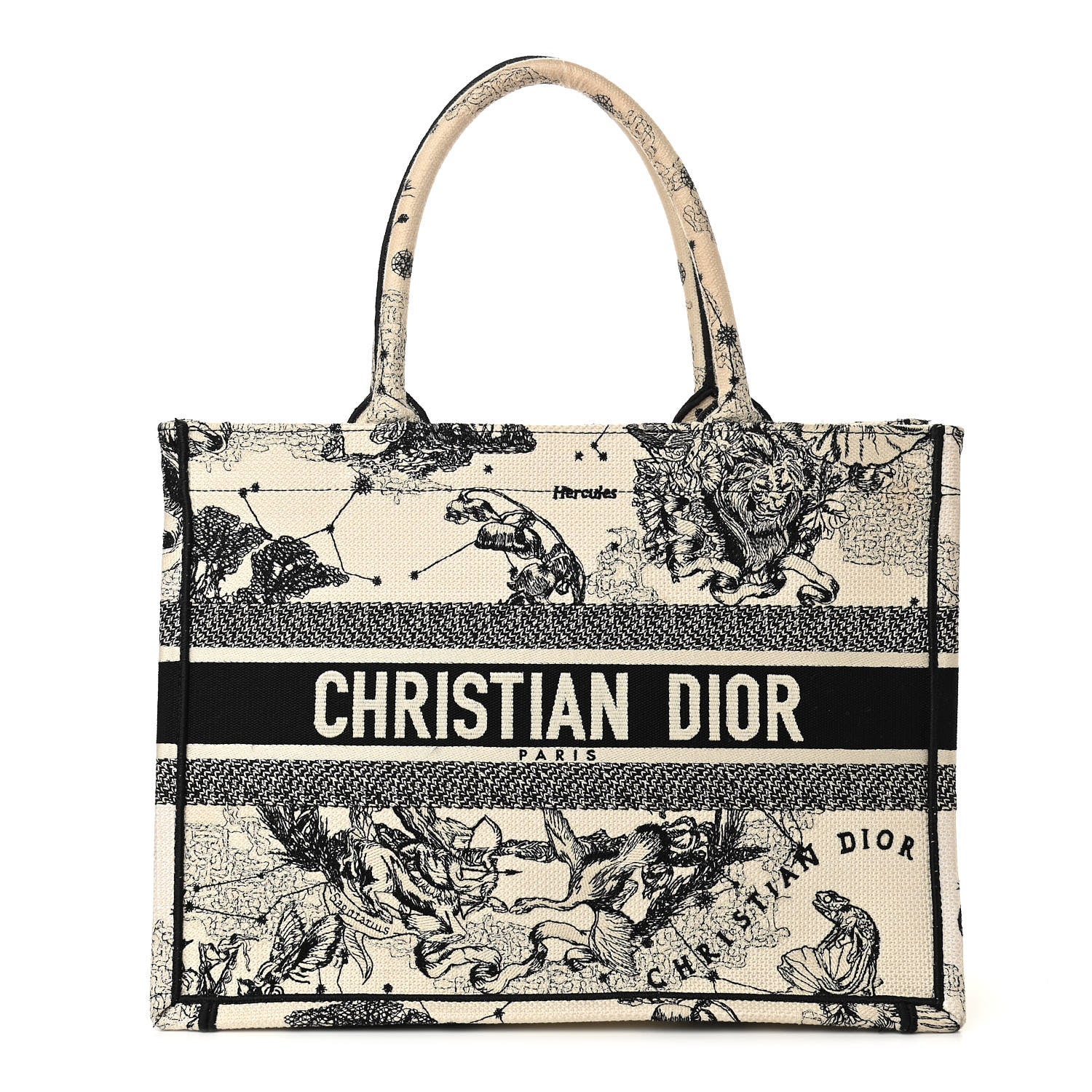 Christian Dior Canvas Zodiac Toile De Jouy Embroidered Medium Book Tote Latte 1 of 11