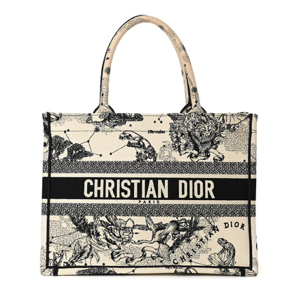 Christian Dior Canvas Zodiac Toile De Jouy Embroidered Medium Book Tote Latte 1 of 11