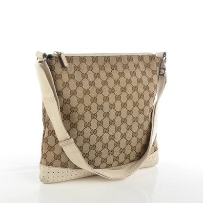 Gucci Monogram Calfskin Perforated Medium Flat Messenger Bag Off White 3 of 10