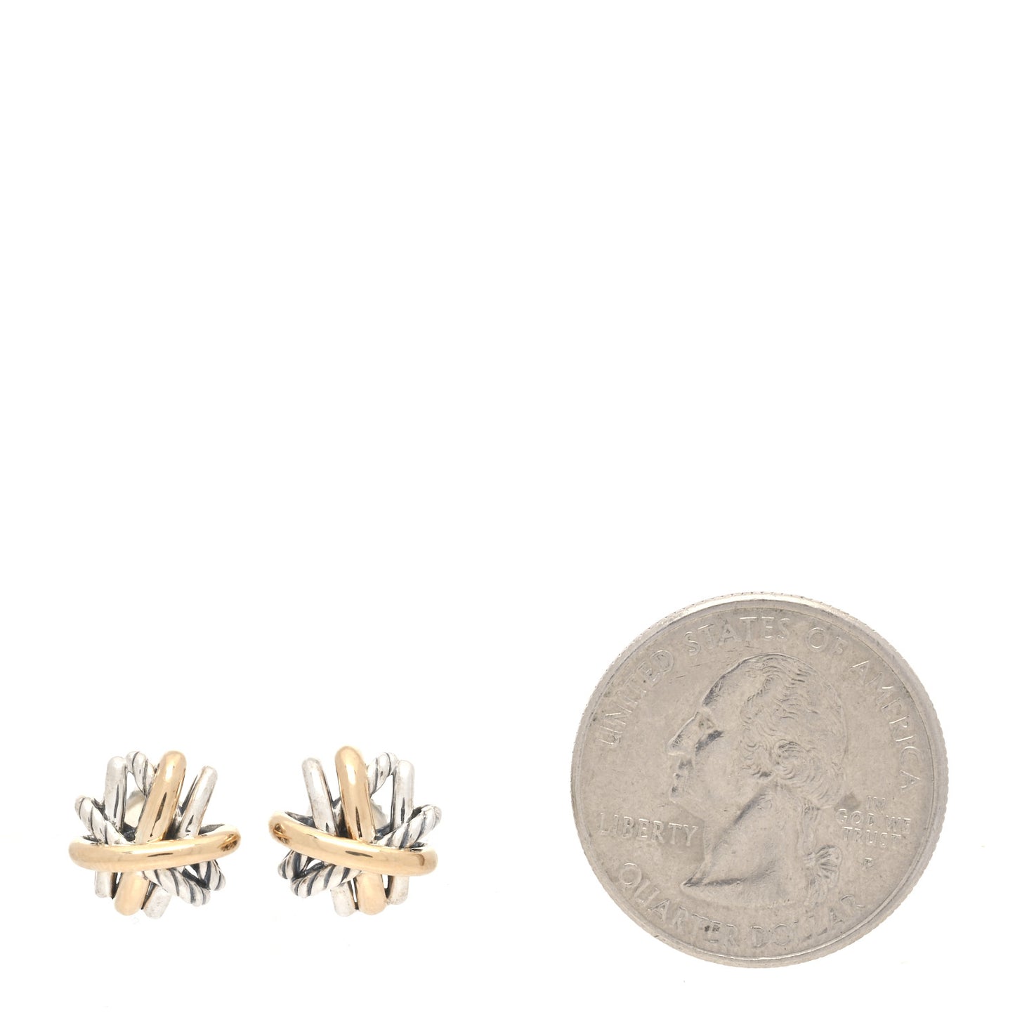 Sterling Silver 18K Yellow Gold Crossover Stud Earrings