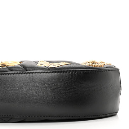 Gucci Calfskin Matelasse Animal Studs GG Marmont Belt Bag 85 34 Black 9 of 13