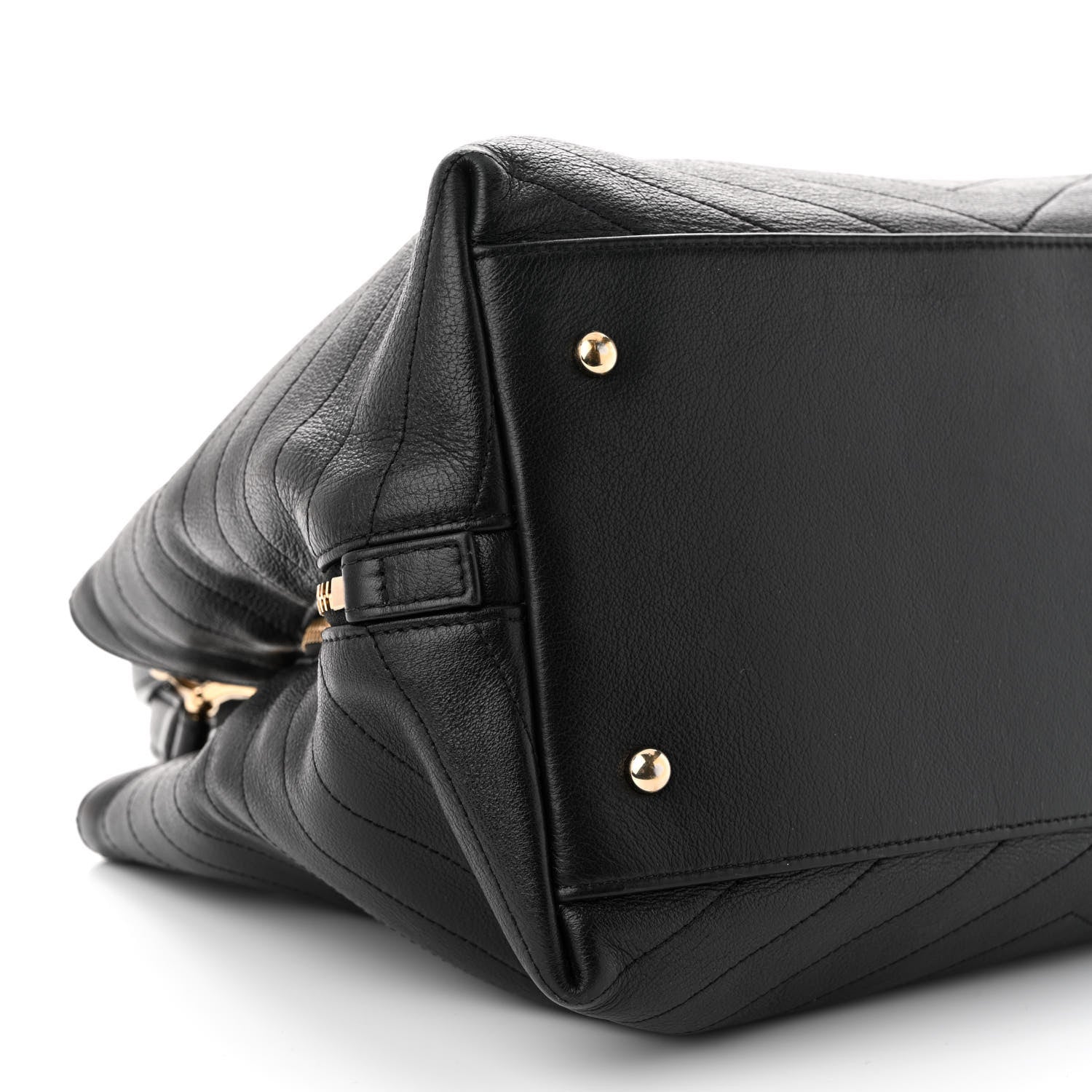 Chanel Calfskin Stitched Large Chevron Chic Shopping Bag Black 11 of 13
