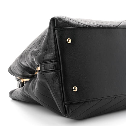 Chanel Calfskin Stitched Large Chevron Chic Shopping Bag Black 11 of 13