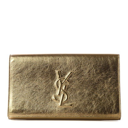 Saint Laurent Metallic Calfskin Monogram Large Belle De Jour Clutch Gold 1 of 12
