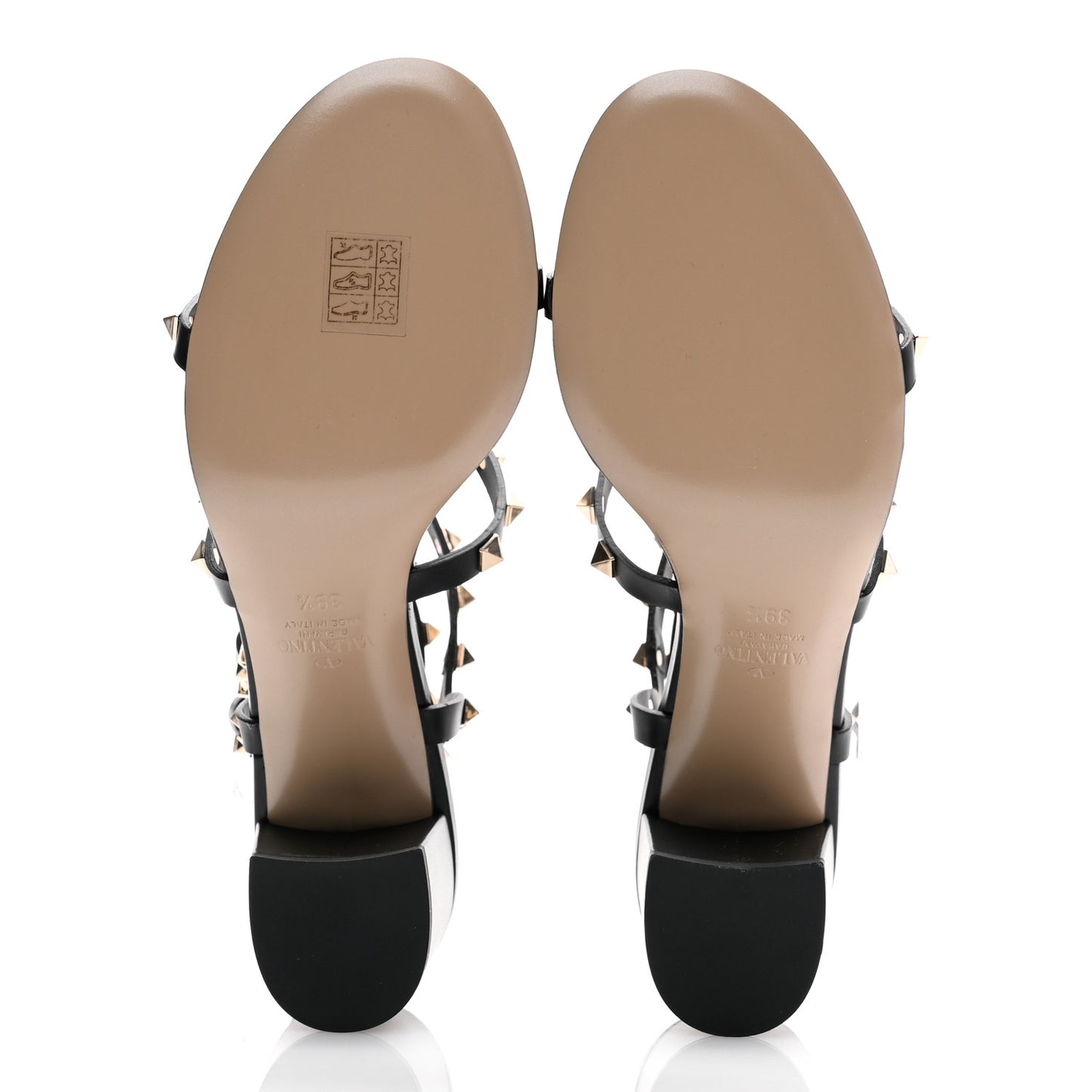 Calfskin Rockstud 60mm City Sandals 39.5 Black