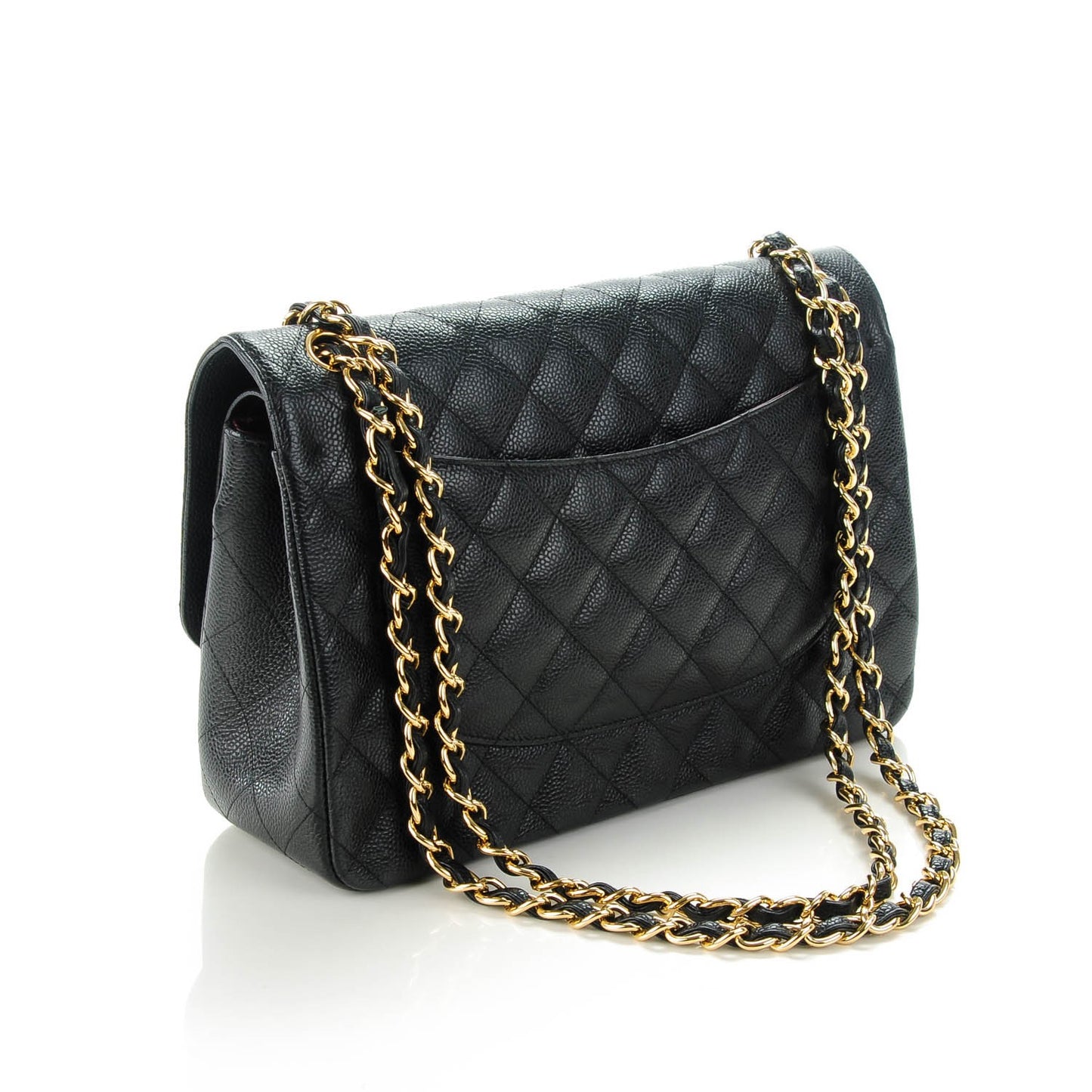 Caviar Quilted Jumbo Double Flap Black