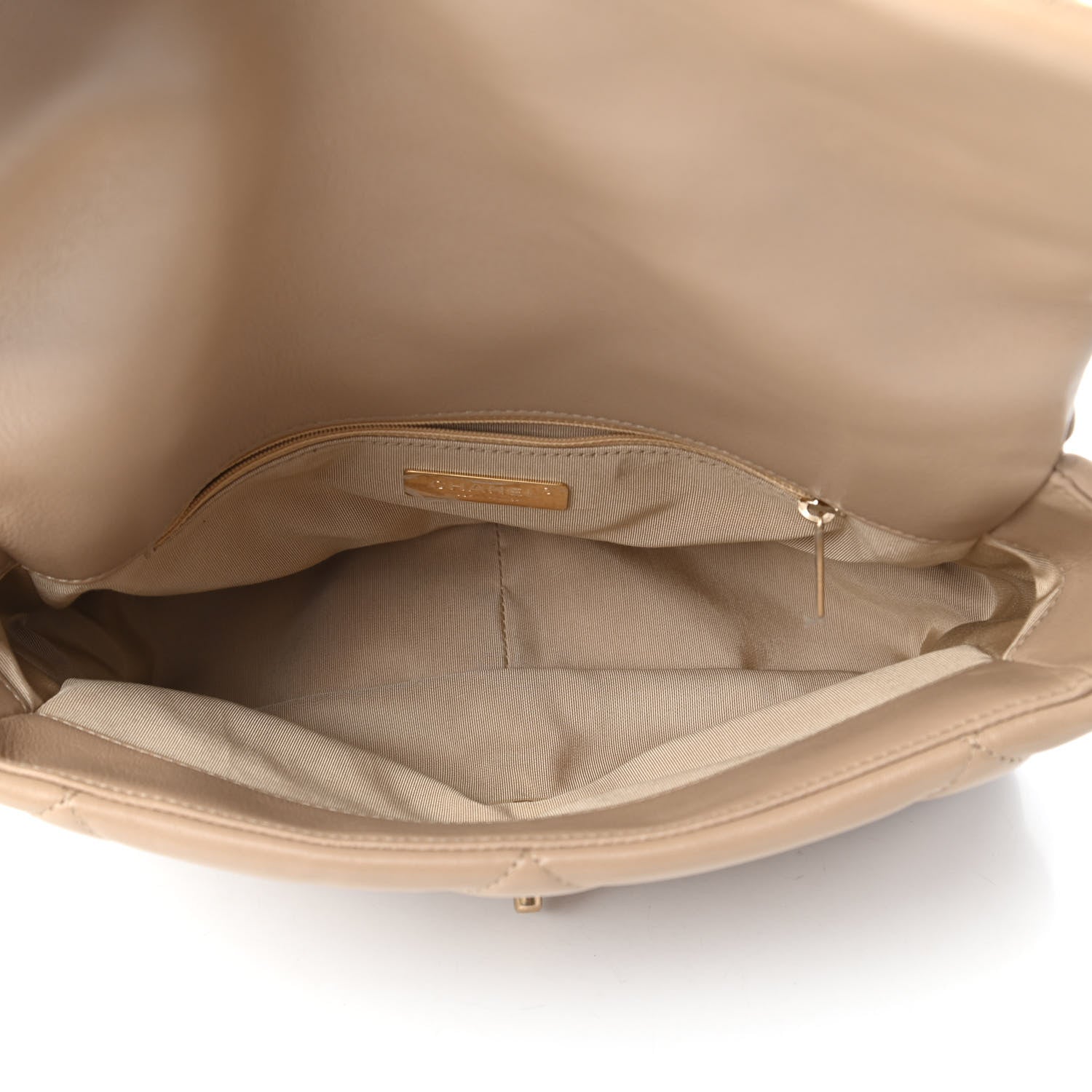 Chanel Lambskin Quilted Large Chanel 19 Flap Dark Beige 5 of 11