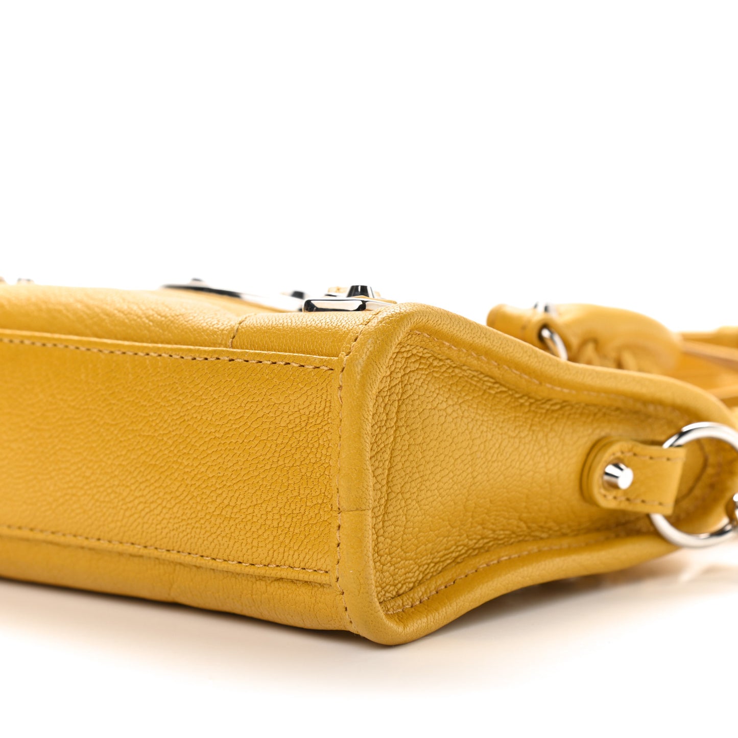 Chevre Silver Metallic Edge Hardware Nano City Jaune Epi