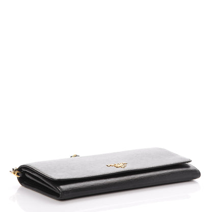 Prada Vitello Move Metal Oro Chain Wallet Black 4 of 8