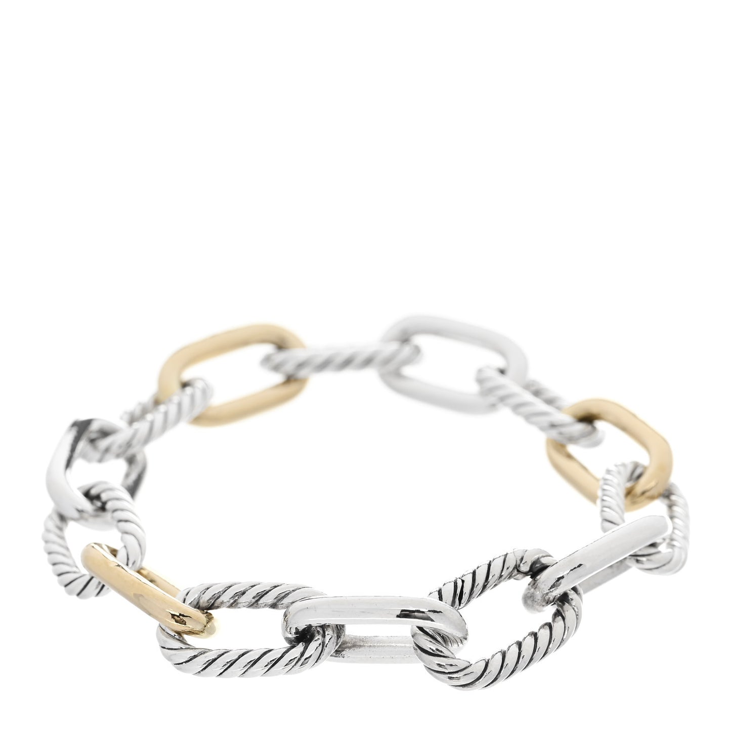 Sterling Silver 18K Yellow Gold 11mm DY Madison Link Chain Bracelet