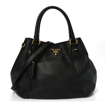 Prada Vitello Daino Shoulder Bag Black 1 of 9