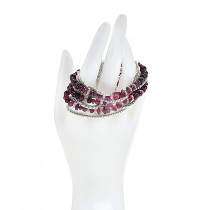 John Hardy Sterling Silver Pink Tourmaline Classic Chain Nine Row Bracelet 2 of 4